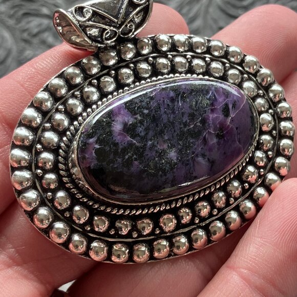 Western Styled Charoite Crystal Stone Jewelry Pendant - Picture 5 of 10